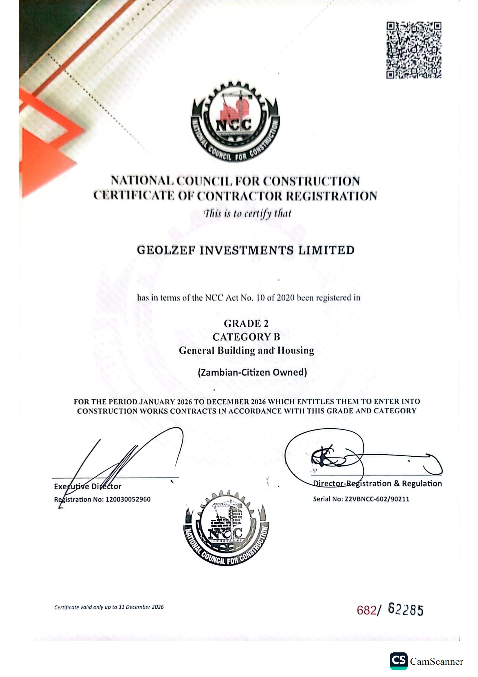 NCC Registration Certificate